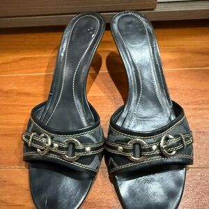 Coach Black Mules with Silver Accents
